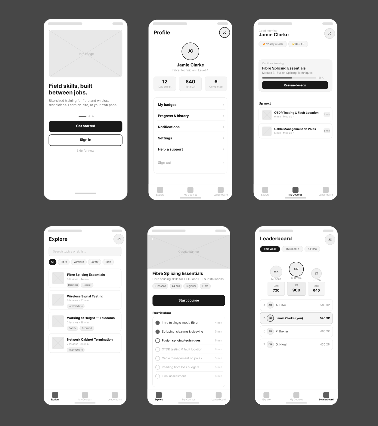 project one wireframes